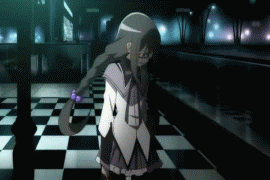 Homura is wrapped in ribbon.gif