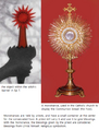 A monstrance side by side with the witch's object.