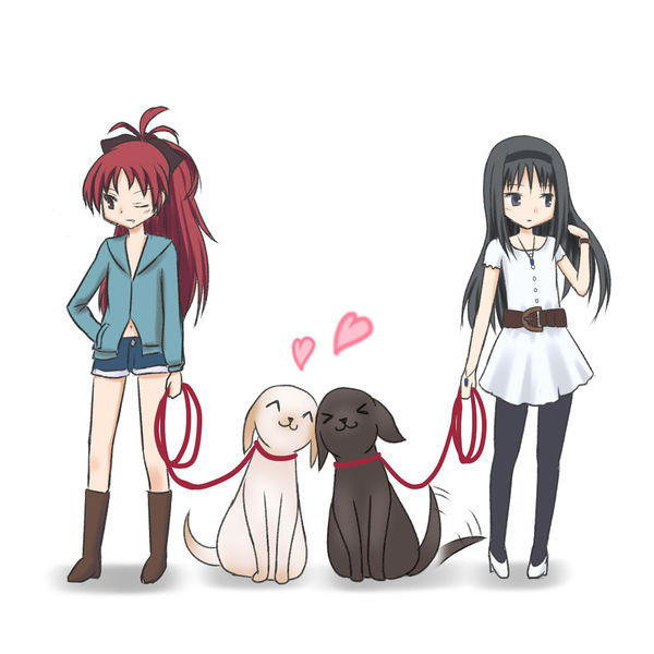 File:Kyouko homura dogs love fanart.jpg