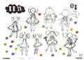 This sketch from the production notes shows the Walpurgis familiar suspected to be Charlotte with bangs similar to Charlotte's and polka-dotted tights.