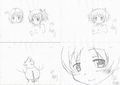 Early revised key animation of Madoka, Sayaka and Mami