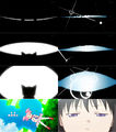 Comparison of Madoka's eyes from the opening sequence and homura's eyes in the first time travel.