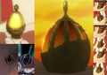 A comparison of Charlotte's seed, Mami's gem, and Homura's object from the TV version