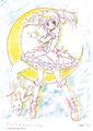 Art by Ume Aoki of Madoka copying this Sailor Moon stance.