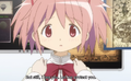 I am paraphrasing here, but I am sure Homura is saying "Madoka, you are so small and cute. Let me protect you!"