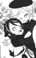Saki and Kazumi hugging.