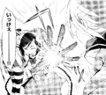 Matsuri using her light magic to blind Suzune.