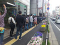 Long line of fans. Reported wait 2.5hrs on day of opening, May 3rd, a public holiday in Japan (part of the Golden Week).