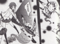 Sayaka hits an Adelbert in the manga