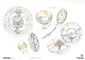 Sketches of Homura's shield from production notes.