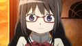 This is a happier and innocent Homura from Timeline 1. By Timeline 5 her demeanor will change.